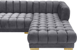 Gwen Velvet / Engineered Wood / Iron / Foam Contemporary Grey Velvet 3pc. Sectional (3 Boxes) - 143" W x 70" D x 28" H