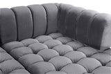 Gwen Velvet / Engineered Wood / Iron / Foam Contemporary Grey Velvet 3pc. Sectional (3 Boxes) - 143" W x 70" D x 28" H