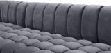 Gwen Velvet / Engineered Wood / Iron / Foam Contemporary Grey Velvet 3pc. Sectional (3 Boxes) - 143" W x 70" D x 28" H