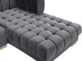 Gwen Velvet / Engineered Wood / Iron / Foam Contemporary Grey Velvet 3pc. Sectional (3 Boxes) - 143" W x 70" D x 28" H