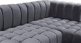 Gwen Velvet / Engineered Wood / Iron / Foam Contemporary Grey Velvet 3pc. Sectional (3 Boxes) - 143" W x 70" D x 28" H