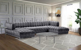 Gwen Velvet / Engineered Wood / Iron / Foam Contemporary Grey Velvet 3pc. Sectional (3 Boxes) - 143" W x 70" D x 28" H