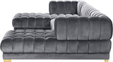 Gwen Velvet / Engineered Wood / Iron / Foam Contemporary Grey Velvet 3pc. Sectional (3 Boxes) - 143" W x 70" D x 28" H