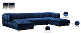 Gwen Velvet / Engineered Wood / Iron / Foam Contemporary Navy Velvet 3pc. Sectional (3 Boxes) - 143" W x 70" D x 28" H