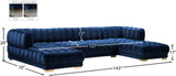 Gwen Velvet / Engineered Wood / Iron / Foam Contemporary Navy Velvet 3pc. Sectional (3 Boxes) - 143" W x 70" D x 28" H