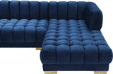 Gwen Velvet / Engineered Wood / Iron / Foam Contemporary Navy Velvet 3pc. Sectional (3 Boxes) - 143" W x 70" D x 28" H