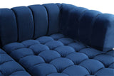 Gwen Velvet / Engineered Wood / Iron / Foam Contemporary Navy Velvet 3pc. Sectional (3 Boxes) - 143" W x 70" D x 28" H