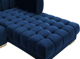 Gwen Velvet / Engineered Wood / Iron / Foam Contemporary Navy Velvet 3pc. Sectional (3 Boxes) - 143" W x 70" D x 28" H