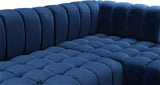 Gwen Velvet / Engineered Wood / Iron / Foam Contemporary Navy Velvet 3pc. Sectional (3 Boxes) - 143" W x 70" D x 28" H