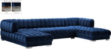 Gwen Velvet / Engineered Wood / Iron / Foam Contemporary Navy Velvet 3pc. Sectional (3 Boxes) - 143" W x 70" D x 28" H