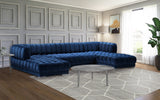 Gwen Velvet / Engineered Wood / Iron / Foam Contemporary Navy Velvet 3pc. Sectional (3 Boxes) - 143" W x 70" D x 28" H