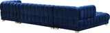 Gwen Velvet / Engineered Wood / Iron / Foam Contemporary Navy Velvet 3pc. Sectional (3 Boxes) - 143" W x 70" D x 28" H