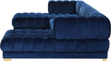 Gwen Velvet / Engineered Wood / Iron / Foam Contemporary Navy Velvet 3pc. Sectional (3 Boxes) - 143" W x 70" D x 28" H