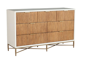 Larsen Dresser in White & Natural - Elegant Mahogany with Gold Accents and Felt-Lined Drawers