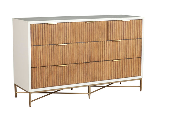 Larsen Dresser in White & Natural - Elegant Mahogany with Gold Accents and Felt-Lined Drawers