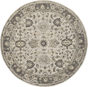 Eaton Traditional Persian Wool Rug, Gray/Beige, 8ft x 8ft Round
