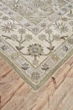 Eaton Floral Diamond Persian Wool Area Rug, Sage/Beige, 9ft-6in x 13ft-6in