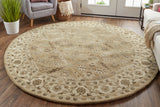 Eaton Floral Diamond Persian Wool Rug, Sage Green/Beige, 8ft x 8ft Round