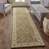 Eaton Floral Diamond Persian Wool Runner, Sage Green/Beige, 2ft-6in x 10ft