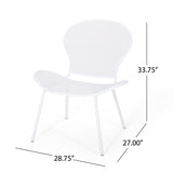 Noble House Nevada Modern Outdoor Iron Club Chair (Set of 2), Matte White