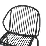 Noble House Boston Outdoor Modern Iron Club Chair (Set of 2), Matte Black