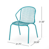 Noble House Boston Outdoor Modern Iron Club Chair (Set of 2), Matte Teal