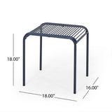 Boston Outdoor Modern Iron Side Table, Navy Blue Noble House