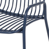 Noble House Omaha Outdoor Modern Iron Club Chair (Set of 2), Navy Blue