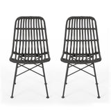 Sawtelle Outdoor Wicker Dining Chairs (Set of 2)