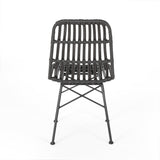 Noble House Sawtelle Outdoor Wicker Dining Chairs (Set of 2), Gray and Black
