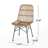 Noble House Sawtelle Outdoor Wicker Dining Chair (Set of 2), Light Brown and Black