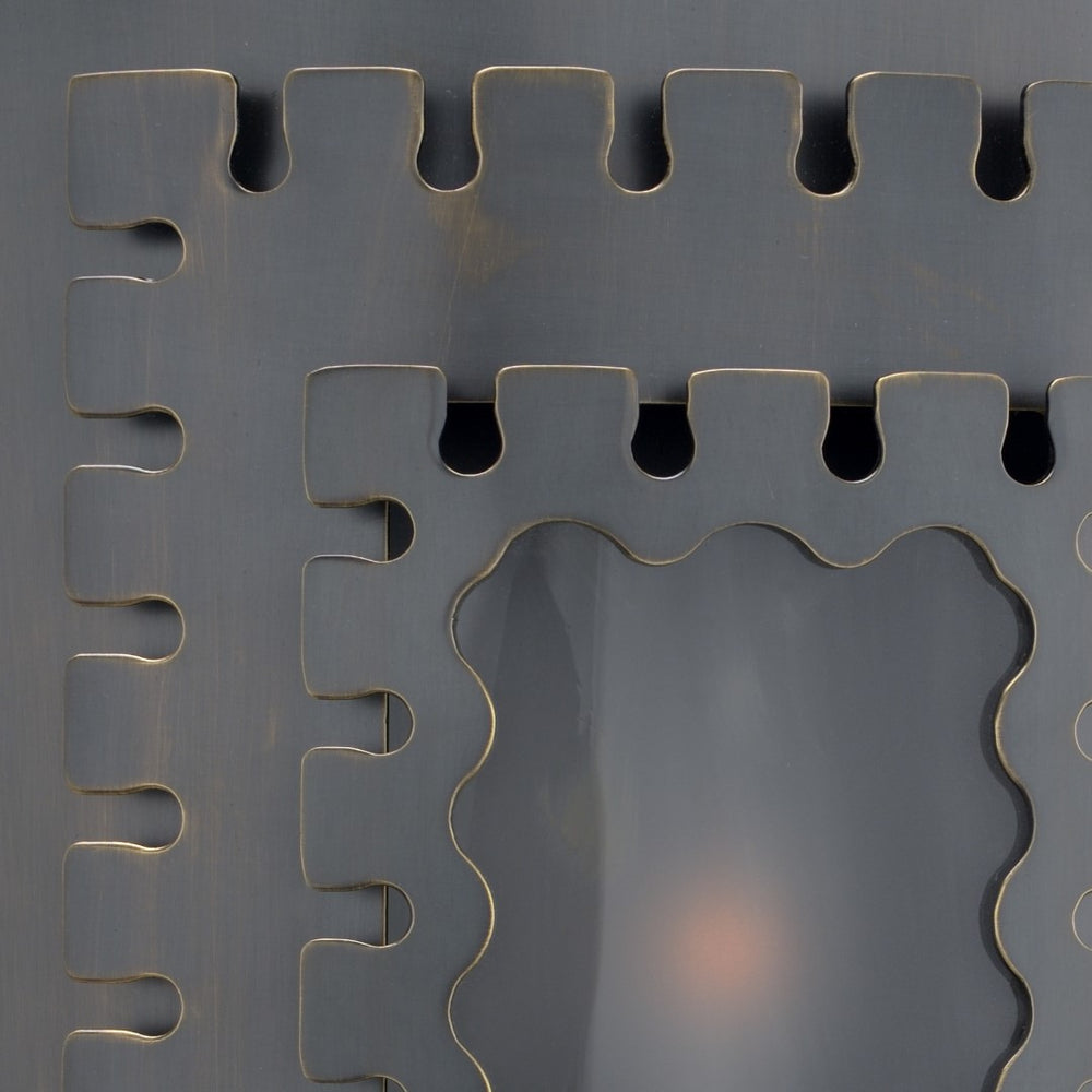 Ellis Sconce - Elegant Dark Bronze Metal Cutout with Frosted Glass Shade for Modern Lighting Decor