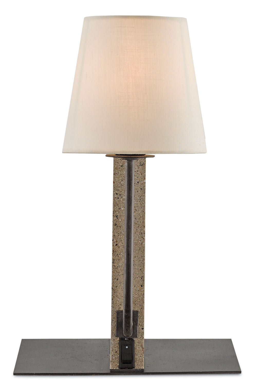 Oldknow Bookcase Lamp - Stylish Polished Concrete & Aged Steel Design with Off-White Linen Shade