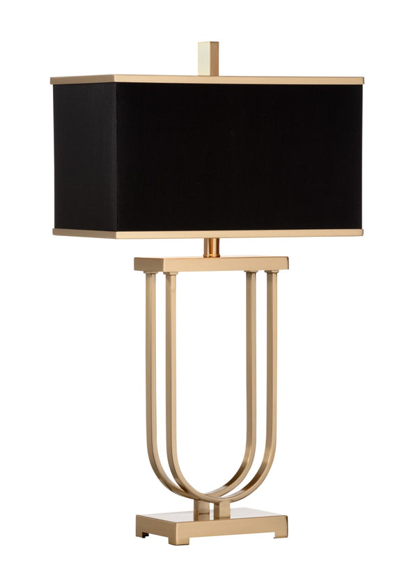 Valiant Lamp - Elegant Antique Brass Iron Design with Black Silkette Shade for Modern Spaces