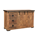 Broome Modern Industrial Mango Wood Sideboard, Natural Finish and Black