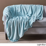 Alanton Flannel Throw Blanket, Light Blue Noble House