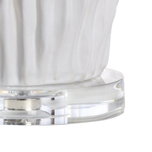 Saguaro Lamp - Modern White Ceramic Design with Gloss Finish & Crystal Base for Elegant Decor