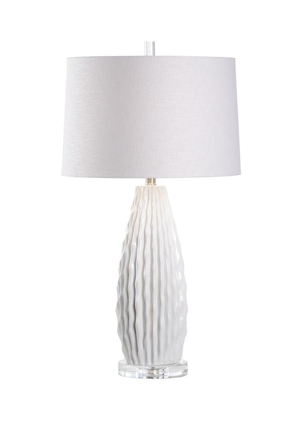 Saguaro Lamp - Modern White Ceramic Design with Gloss Finish & Crystal Base for Elegant Decor