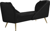 Nolan Velvet / Engineered Wood / Metal / Foam Contemporary Black Velvet Chaise - 81" W x 36" D x 32" H