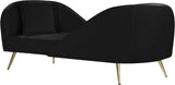 Nolan Velvet / Engineered Wood / Metal / Foam Contemporary Black Velvet Chaise - 81" W x 36" D x 32" H