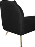 Nolan Velvet / Engineered Wood / Metal / Foam Contemporary Black Velvet Chaise - 81" W x 36" D x 32" H