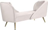 Nolan Velvet / Engineered Wood / Metal / Foam Contemporary Cream Velvet Chaise - 81" W x 36" D x 32" H