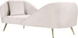 Nolan Velvet / Engineered Wood / Metal / Foam Contemporary Cream Velvet Chaise - 81" W x 36" D x 32" H