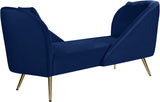 Nolan Velvet / Engineered Wood / Metal / Foam Contemporary Navy Velvet Chaise - 81" W x 36" D x 32" H