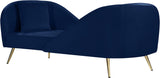 Nolan Velvet / Engineered Wood / Metal / Foam Contemporary Navy Velvet Chaise - 81" W x 36" D x 32" H