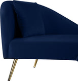 Nolan Velvet / Engineered Wood / Metal / Foam Contemporary Navy Velvet Chaise - 81" W x 36" D x 32" H