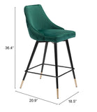 English Elm EE2641 100% Polyester, Plywood, Steel Modern Commercial Grade Counter Chair Green, Black, Gold 100% Polyester, Plywood, Steel