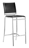 English Elm EE2952 100% Polyurethane, Plywood, Steel Modern Commercial Grade Bar Chair Set - Set of 2 Black, Chrome 100% Polyurethane, Plywood, Steel