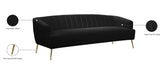 Tori Velvet / Engineered Wood / Foam Contemporary Black Velvet Sofa - 84.50" W x 31.5" D x 29.75" H