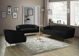 Tori Velvet / Engineered Wood / Foam Contemporary Black Velvet Sofa - 84.50" W x 31.5" D x 29.75" H